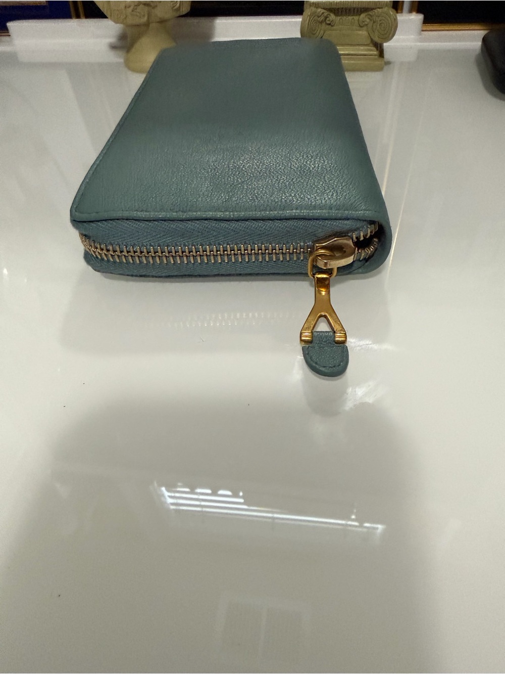 Authentic YSL sage green/blue leather zip around Long wallet with COA. - Picture 5 of 15
